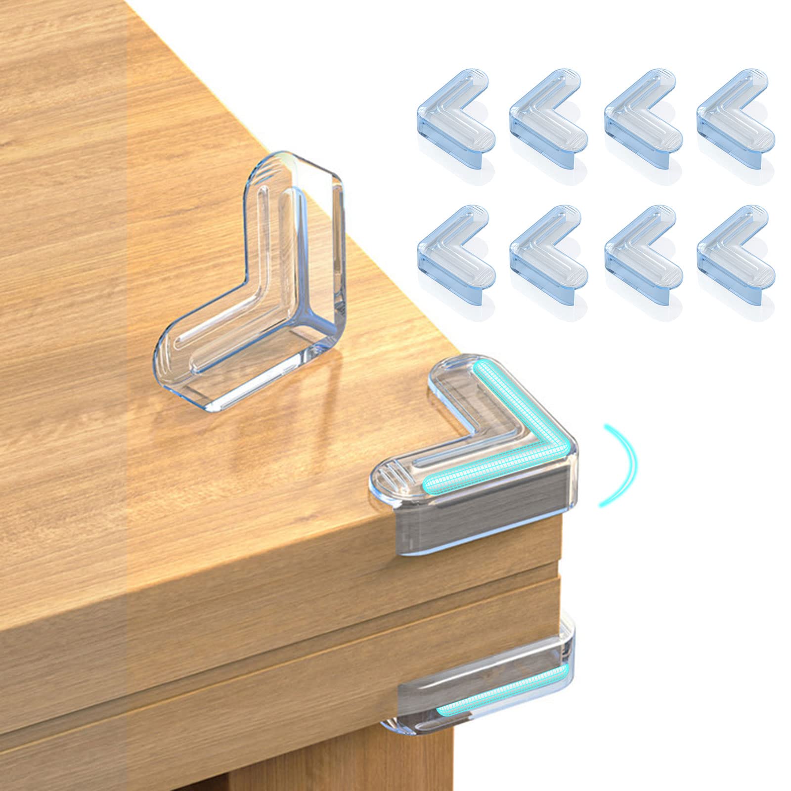 

bifine Corner Guards for Baby Head Made of Prevents Corner Cushions for Safety Measures for and Furniture 3M Tape Pack of 8 Airbag-Shaped Protection, светло-синий