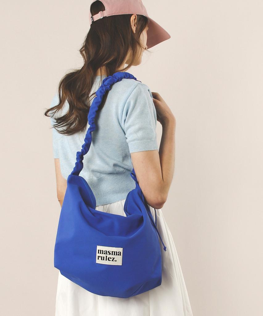 Masmarulez Nylon 2Way Shirring Hobo Bag_Blue