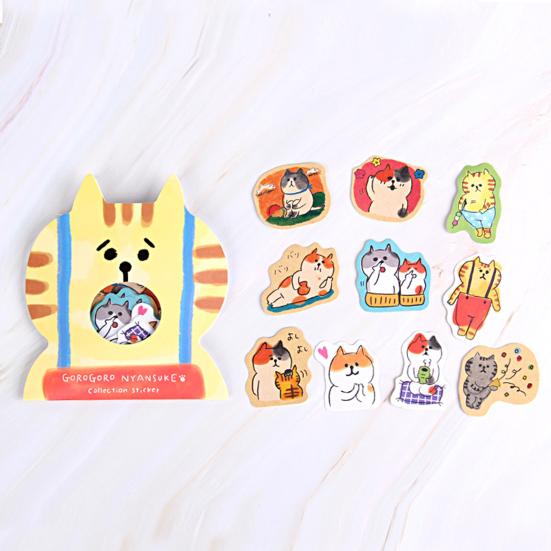 30Pcs  Adorable Attractive Stickers Creative Cats Elements Paper Suitcase Stickers for Hand Account