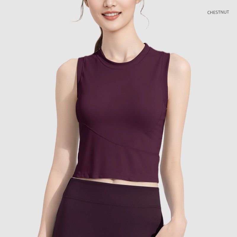 

16 Новая одежда для йоги Спортивный жилет Женский Облегающие шорты для бега с фиксированной грудной вставкой Быстросохнущий Топ без рукавов для тренировок CHESTNUT M