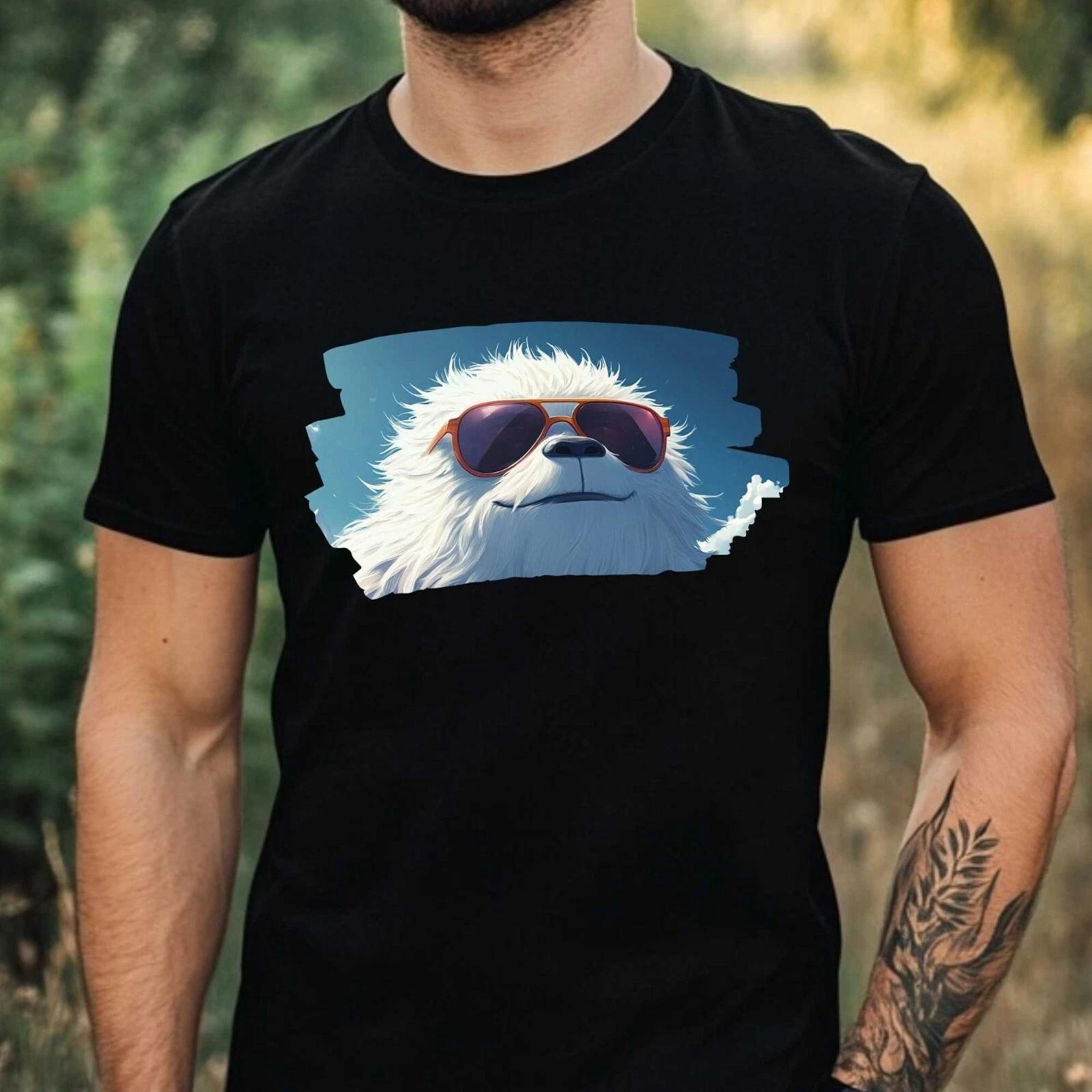 T-Shirt Herren Yeti mit Sonnenbrille Motiv Baumwolle Größe XS bis 5XL L