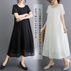Lace Maxi Loose Short Round Plus Elegant Formal Summer [MSFQSNB] Dress, Women's Dress, Flared, Fit, Figure-Flattering, Sleeves, Casual, Neck, Lace,