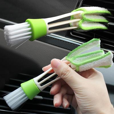 Multifunction Car Air Vent Cleaner Mini Double-end Micro Fiber Vent Duster Removable Cloth Cover Portable Cleaning Brush For Ca