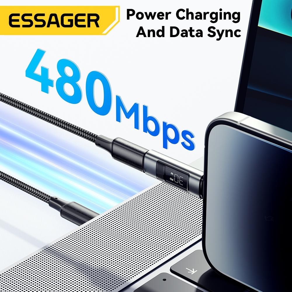 Essager Typ C auf Lightning OTG Adapter Digitalanzeige PD 60W Schnellladung Lightning auf Typ C Anschluss für IPhone 15 14 13 12