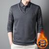 Men Fake Two Pieces Polo Shirts With Fleece Warm Winter Wear Casual Business Long Sleeve T-Shirts Autumn Clothing For Wholesales
