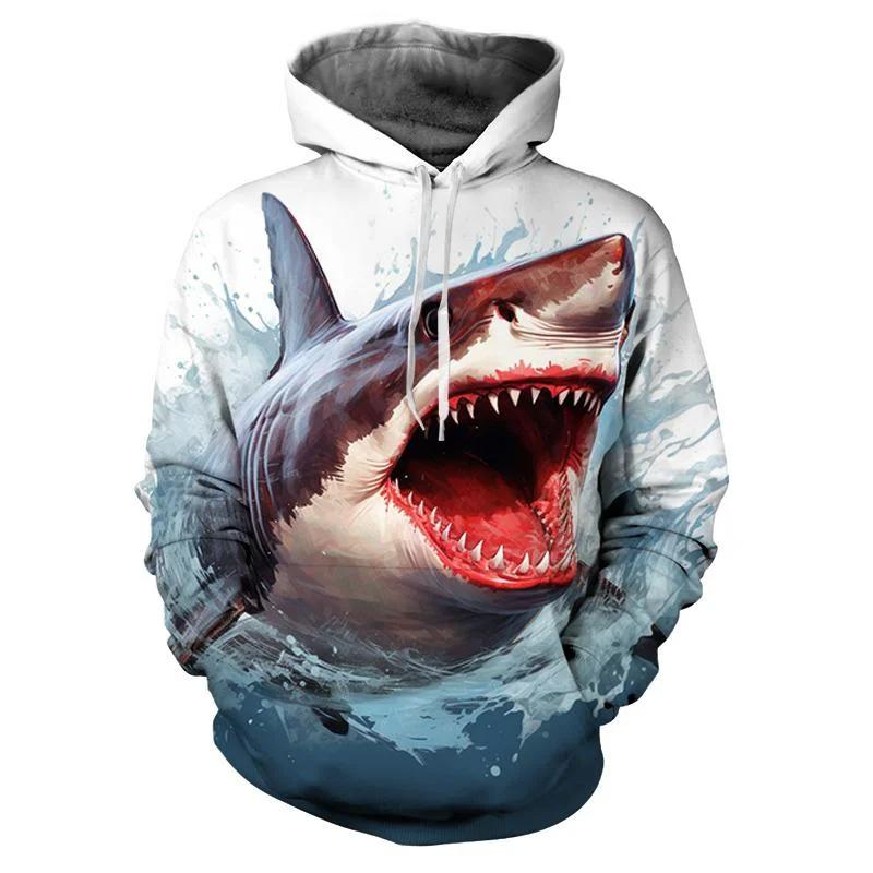 Sea Animal Shark 3D Printed Men Hoodies Oversized Sweatshirt Long Sleeve Pullovers Fashion Sweatshirts Kids Harajuku Hoodie
