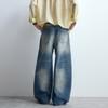 New American retro washed cat whisker scimitar jeans loose cleanfit loose trousers