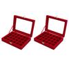 2pcs Velvet Jewelry Storage Box 24 Grids Jewelry Ring Display Box with Transparent Lid for Earrings Rings Bracelets