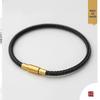 2.5mm Gold Bead Woven Leather & Steel Wire Rope Waterproof Red Bracelet, Non-Fading.