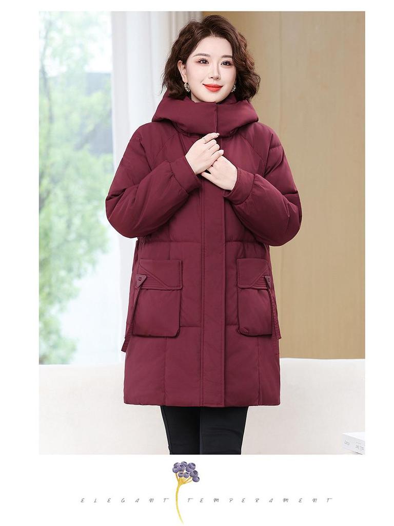 Plus Size Winter Long Cotton Coat for Middle-Aged and Elderly Women, Warm Padded Jacket for Moms and Grandmas.