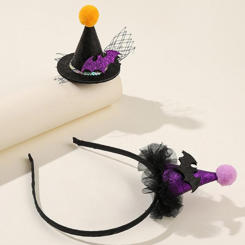 Cute Headband+ Hair Clip for Girls Witch Hat Shape Festival Hair Supplies