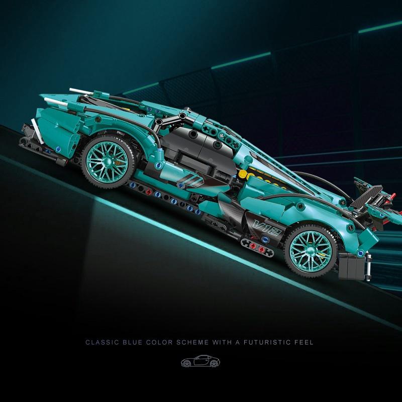 Non-Toxic Technical V12 Super Car Building Blocks Motor Power Puzzle Toys Diy Tabletop Decorations Model Birthday Christmas Halloween Gift