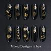 Decorazione vintage con fascino per nail art, paillettes, fiori, farfalle, in metallo dorato, vintage