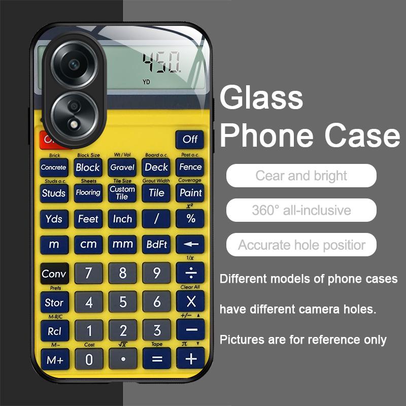 Funny Digital Calculator Pattern Tempered Glass Phone Case for OPPO Realme 13 Pro Plus 12 11 10 9i C55 X7 GT Neo 2 3T Hard Cover