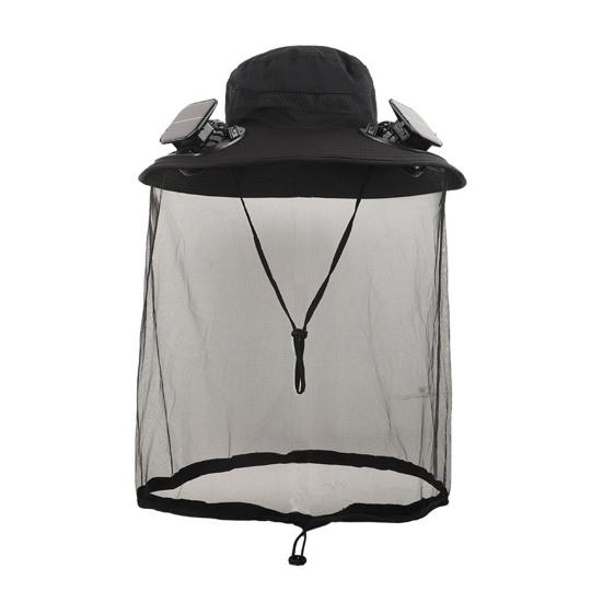 

Solar Fan Cap Wide Brim Built-in Dual Solar Fans USB Charging Cooling Fishing Hat Breathable Mesh Cover Sun Protection Outdoor чёрный