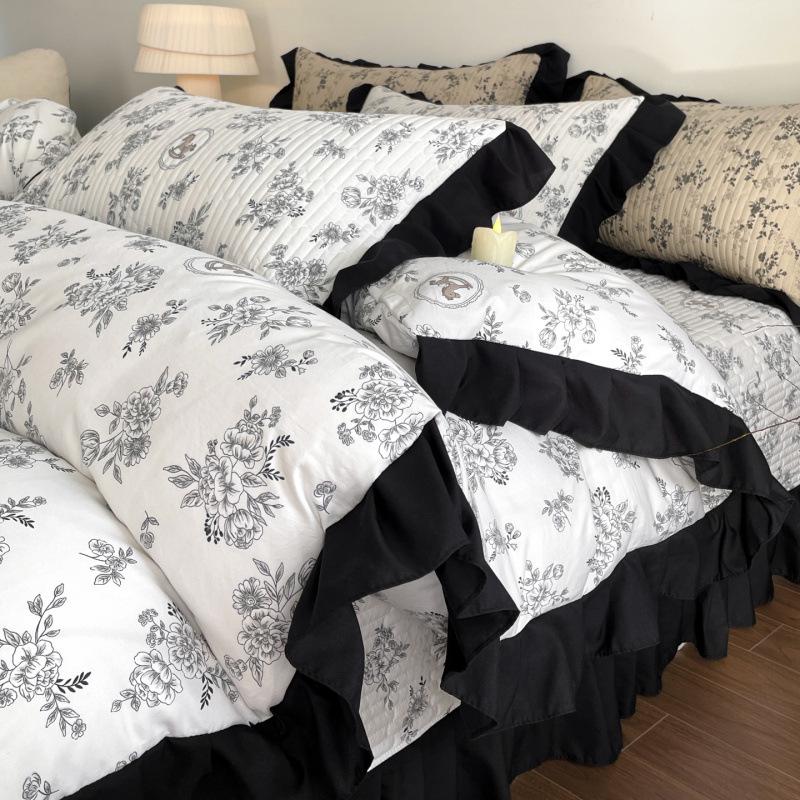 Spring/Summer Small Floral Lace Bedspread Set: 4-Piece, Skin-Friendly, Soft Imitation Cotton for Single Bed