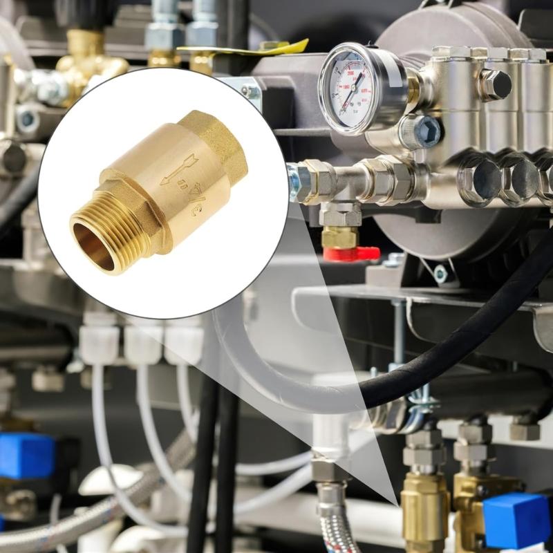 Brass Spring Check Valves 3/4 Thread Horizontal Inline One Way Flows Inline Check Valves for Well Pump & Water Tank