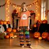 Family Matching Halloween Print Pajama Set Short Sleeve Top and Pants for Mom Kids