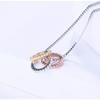 S925 Sterling Silver Necklace Women's Fashionable Korean-Style Three-Color Circle Full Diamond Necklace Box Necklace Silver Jewelry Necklace