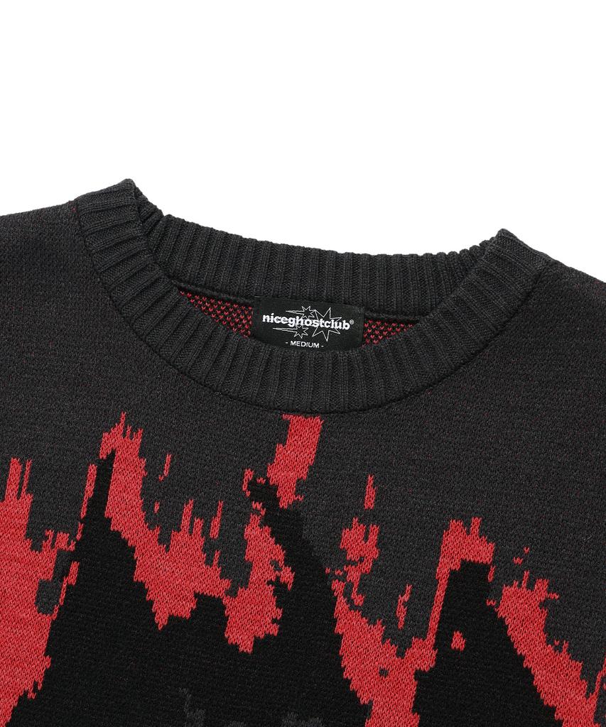 NICEGHOSTCLUB Crayon Angel&Devil Knit_Charcoal(Ng2Esuk602A)