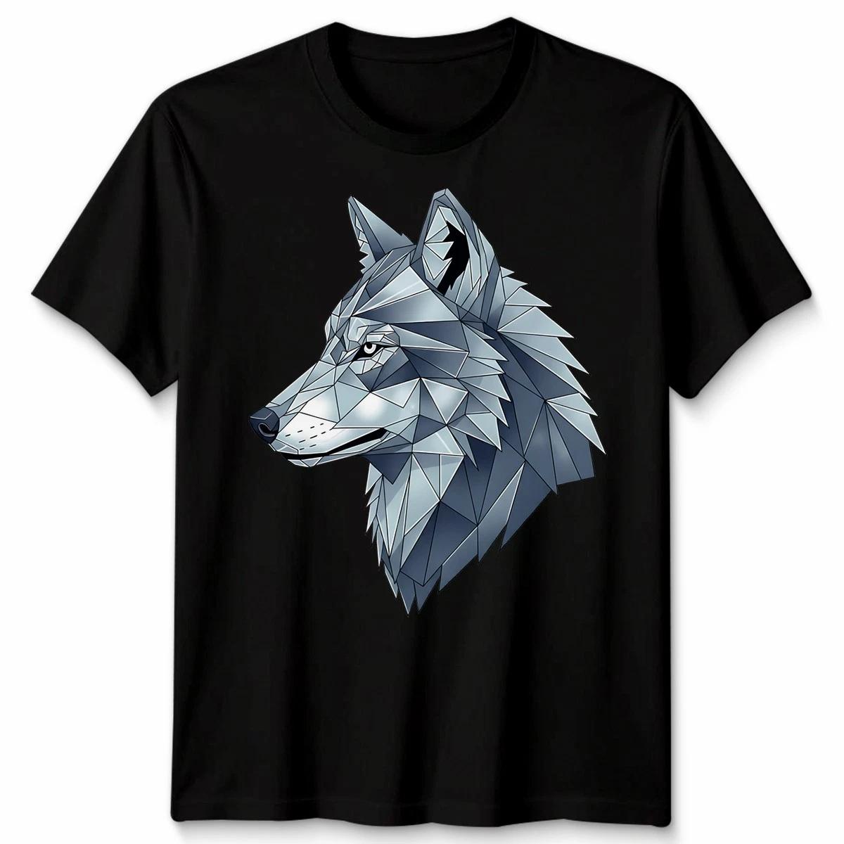Geometric Wolf Wolves Animals Mens T-shirt Womens Tee Unisex Tee Faceted Design S