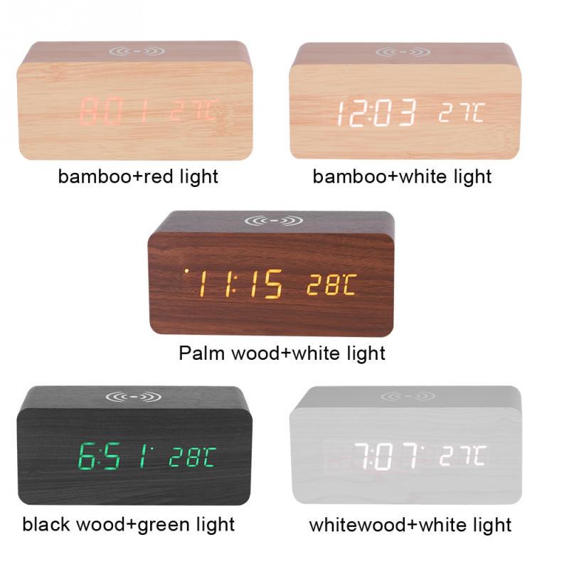 Alarm Clocks Digital Table Led Alarm Clock with Wireless Charger Qi