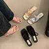 Women Slippers Summer Fashion Butterfly-knot Satin Women Slipper Slip On Ladies Sandal Thin High Heel Outdoor Dress Slides Shoes