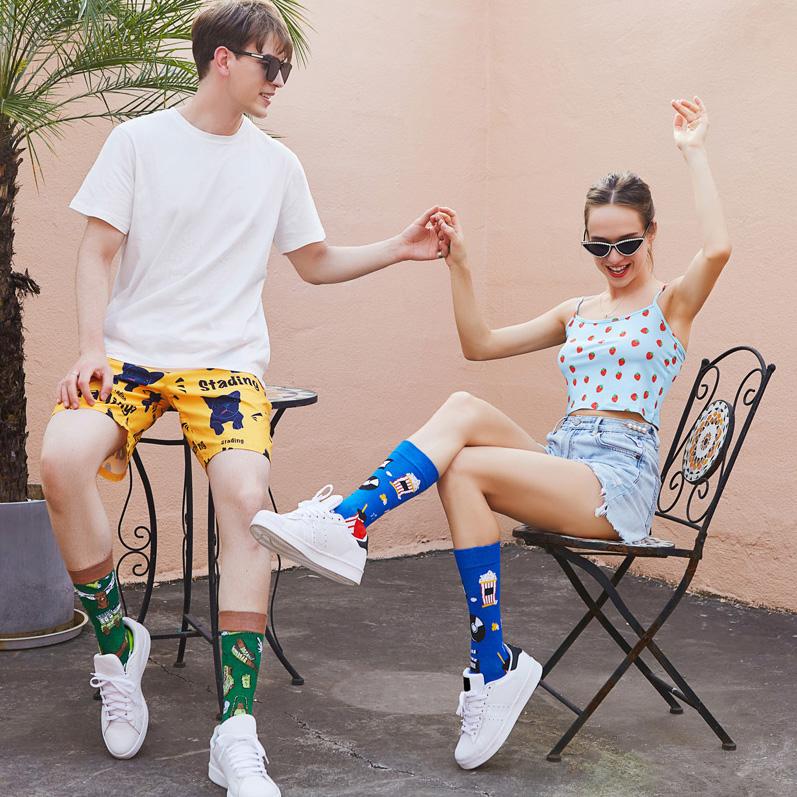 Calcetines de invierno coloridos para hombre algodón peinado suave de llevar cálidos Divertidos Felices hombre mujer calcetines largos Calcetines de hombre vestido de negocios