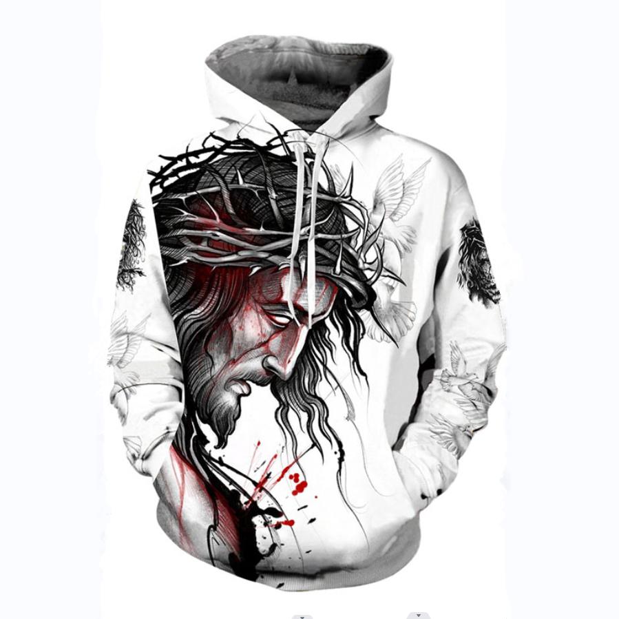 Jaro Podzim Křesťanská Bible Faith Jesus God Pánská mikina s kapucí Cool 3D potisk lva Streetwear Pár Oblečení Jogging Běžné Tepláky
