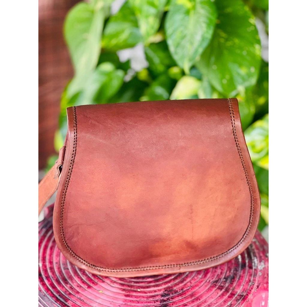 Women's Goat Leather Crossbody New Messenger Handbags Brown Bag