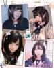 Vigorous Black Full Heat Small Everyday With Wig, Semi-Long, Medium, Hair/Pink, Crossdressing, Wig, Resistant, Natural, Cute, Face, Wig, Net,