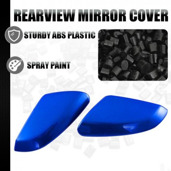 Pair LH+RH Side Fit for Honda Civic 2016-2021 Blue Mirror Caps Cover Replacement