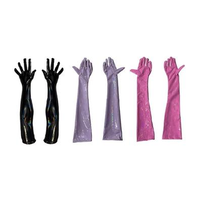 Elegante Hochglanz Enganliegende Handschuhe PU-Leder Lange Handschuhe für modische Frauen Abendveranstaltung und Themenpartys Treffen