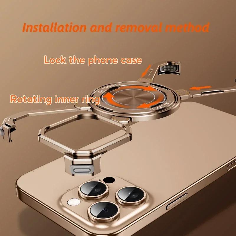 Husă Protectoare Fără Ramă din Aluminiu, Pentru iPhone 14 1615 Pro Max cu Încărcare Wireless MagSafe, Suport Rotativ 360° Husă Simplă pentru Telefon