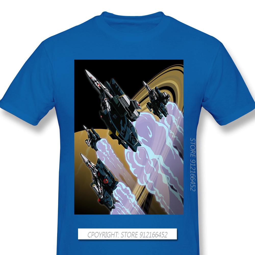 Skull Squadron TShirt Macross UN Spacy Variable Valkyrie Mecha Anime Homme T-Shirts Tee Pure Cotton Oversize Short Sleeve