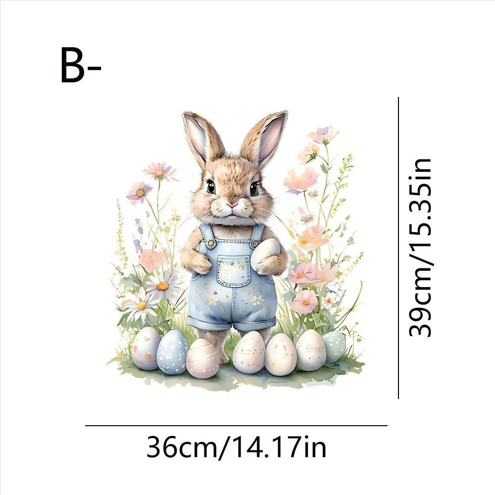 Self-Adhesive Flower Rabbit Sticker Easter Festival Party Sticker New Wall Decal  Glass Decoration