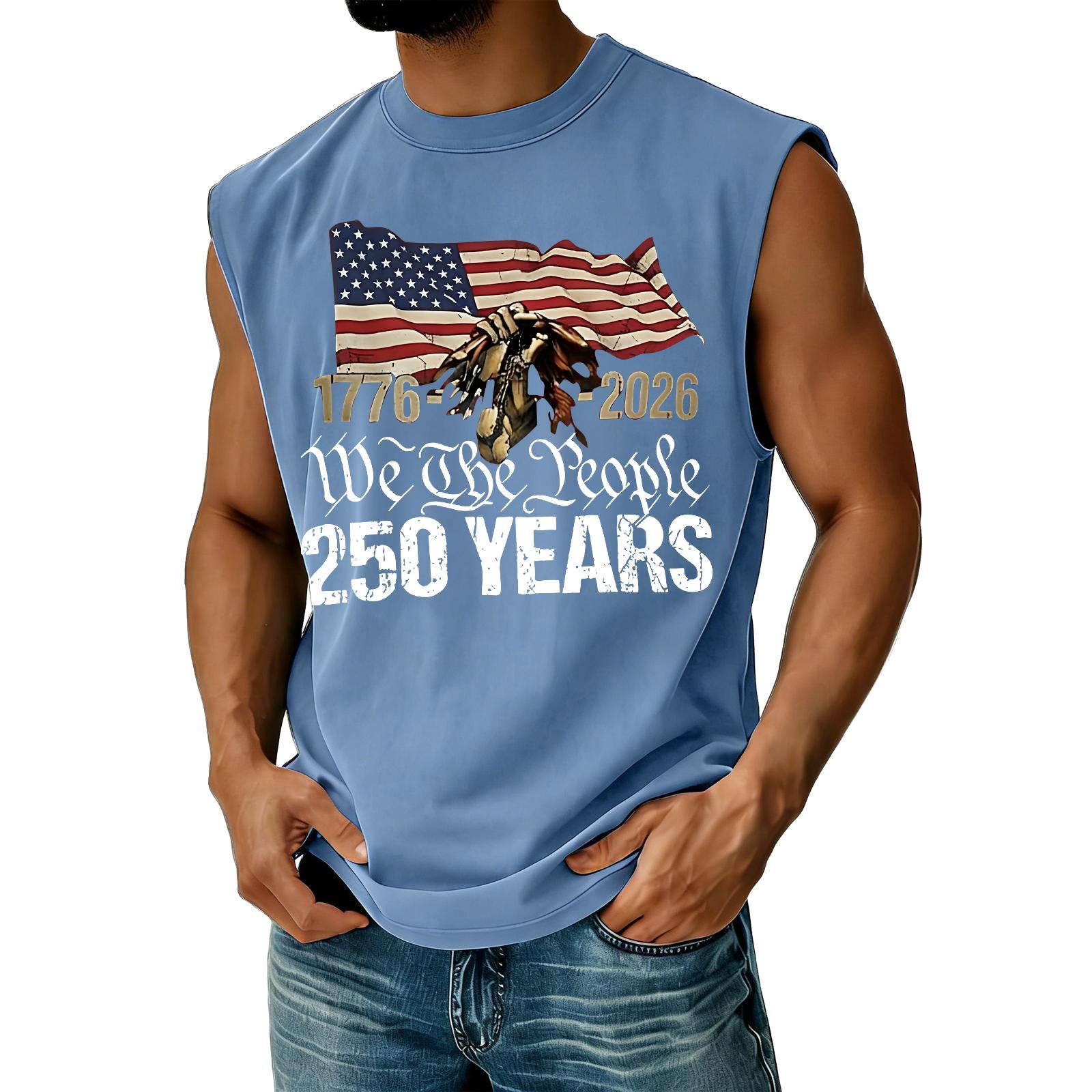 Men s Casual Independence Day Printed Tank Top XXXL