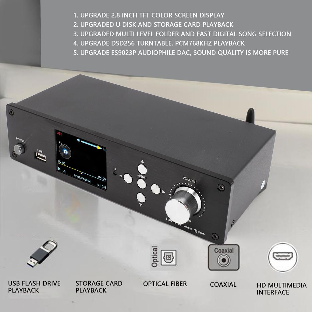 HiFi 5.1CH Sound System Metal 100‑240V Optical 5.1 Surround Sound Decoder 192Khz 32Bit for PC for Home Theater for Set Top Box