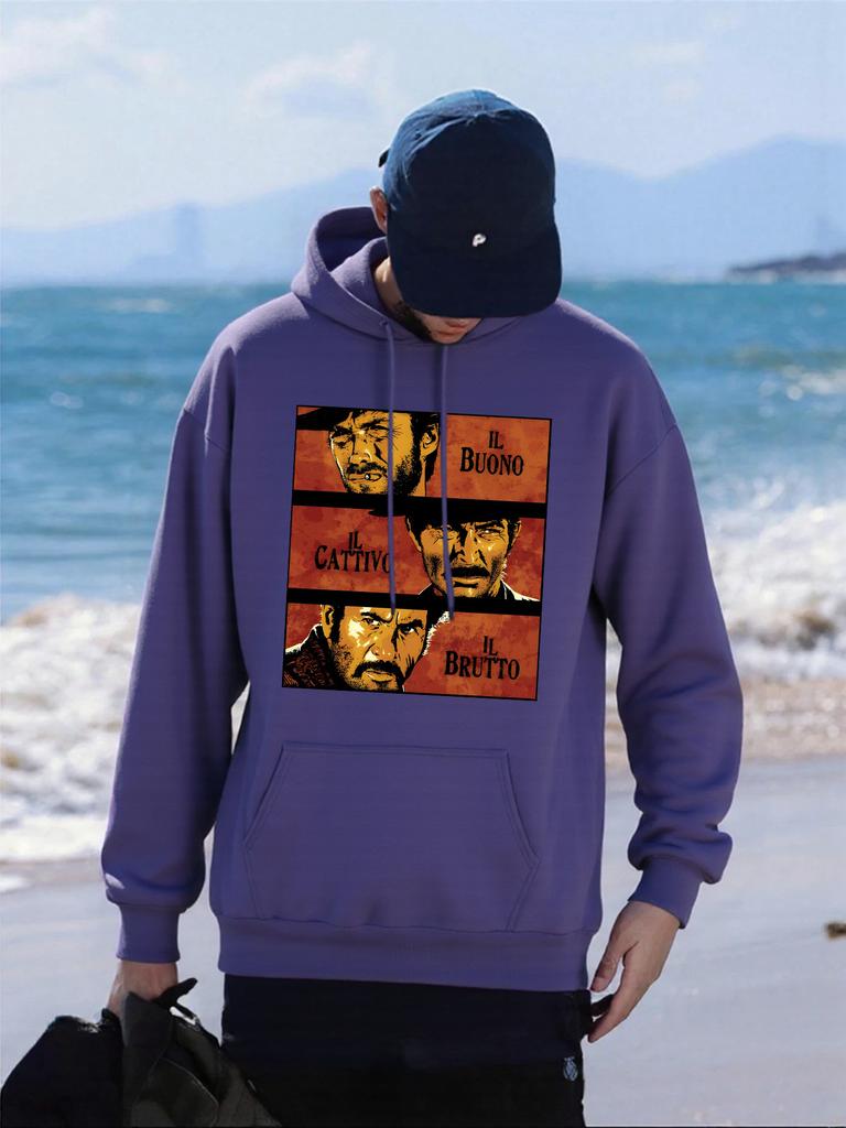 Three Golden Men Printing Man Hoodies Fleece Oversized Streetwear Pocket All-Match Pullover Multicolor Hip Hop Unisex Hoody