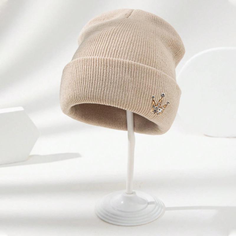 1pc Crown Beanie Hat,Unisex Elastic Lightweight Streetwear,Cold Protection Warm Autumn and Winter Skull for Daily Outdoor