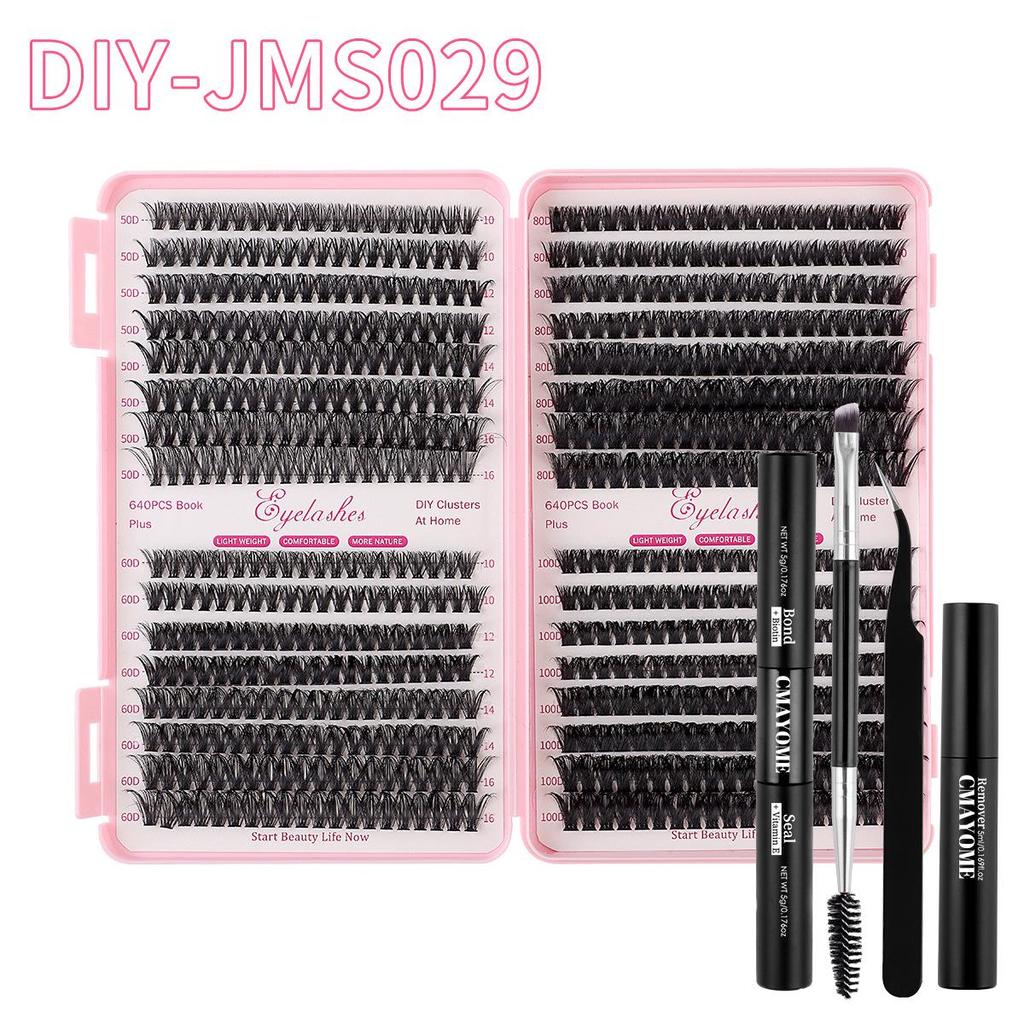 DIY Cross-Border 10D/30D/60D Kluster Ögonfransar Bok: Naturliga, Böjda, D-kurva Segment, Tjocka Lösögonfransar.