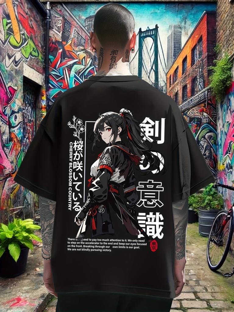 Japanese Tokyo Cartoonstyle Harajuku Y2K Summer Highquality Pure Cotton Mens Tshirt Trendy Streetwear Shortsleeved Shirt