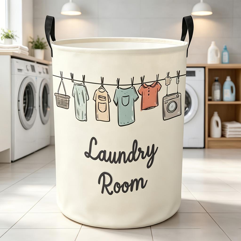 1pc, Large Capacity Laundry Basket, Unique Design And Sturdy Handle, Suitable for Clothes,, And Seasonal Items - Space-Saving Decorative Storage Box,