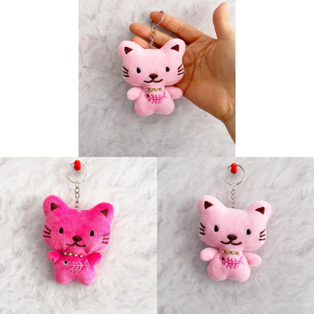 Plush Cat Keychain With Sparkling Embellishments For Kids And Teens