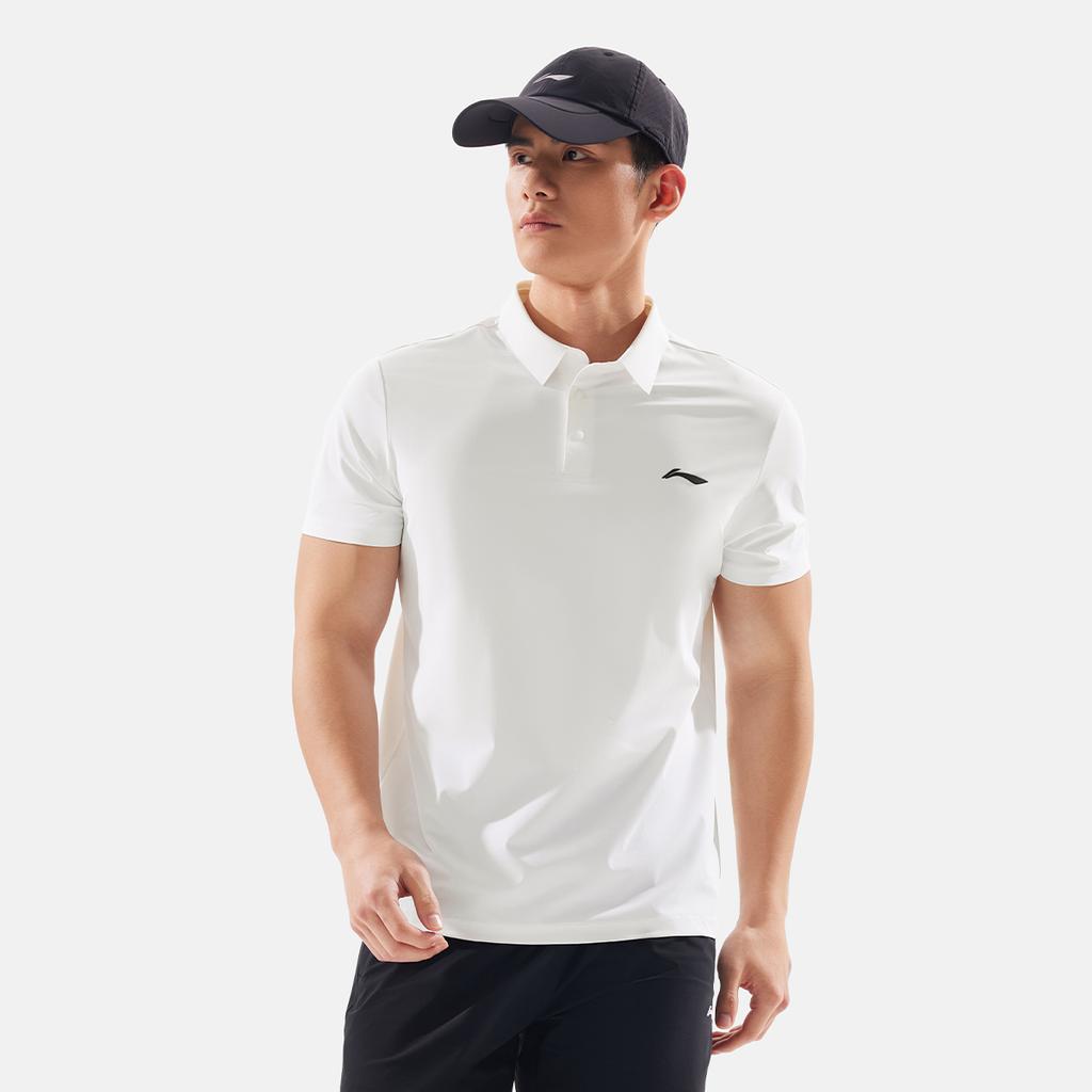 Li-Ning Breathable Solid Color Logo Short Sleeve Polo Shirt Men tops White APLV039-10