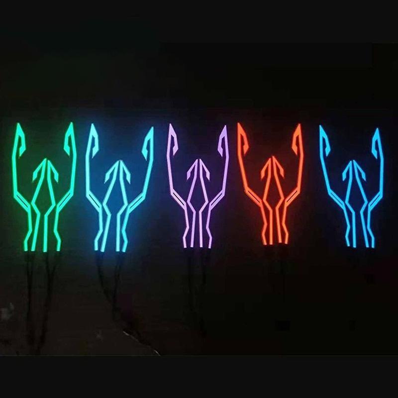 1 Set Waterproof Motorcycle Bike Helmet LED Cold Light Strip EL Sticker 4 Flashing Warning Lights Night Riding Helmet Kit