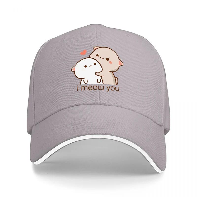 Cute Cat and Ghost Design Baseball Cap Black Adjustable Hat with Adorable Cartoon Print for Casual Wear and Fashion Statements