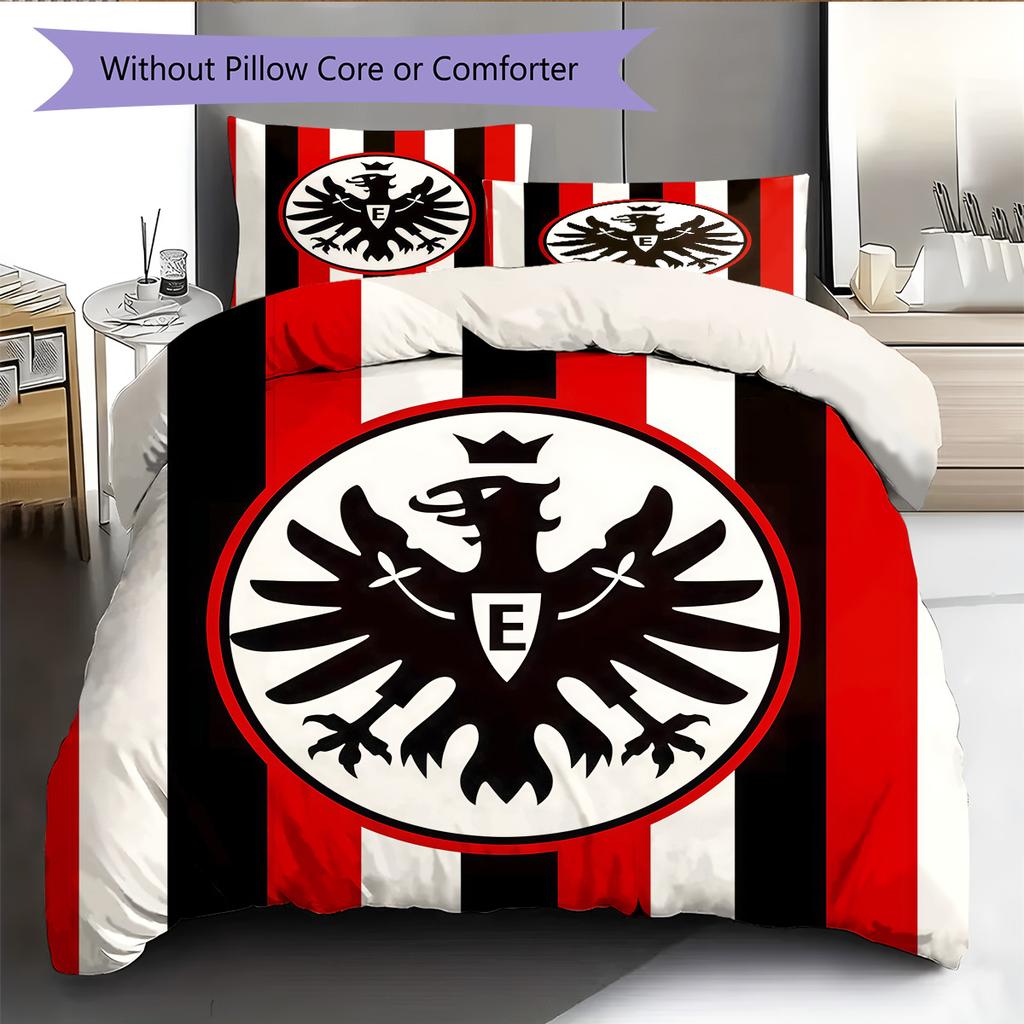 Eintracht Frankfurt Wzór Pościel Kołdra Zestaw Dekoracja Domu Prezent (1 * poszwa na kołdrę + 2 * poszewki na poduszki bez rdzenia)