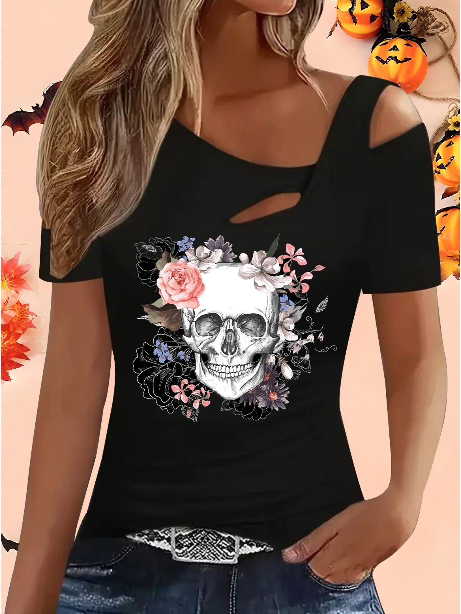 

Женские Свободные Топы Блузки Рубашки Подарок на Хэллоуин и Рождество XXL чёрный