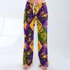 Ladies' Loose And Casual Carnival Printed Wide Leg Pants With Elastic Waistband Drawstring And Pocket Pants